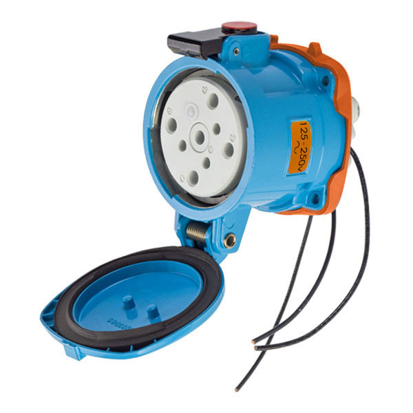 37-64077-263 - DS60 RECEPTACLE METAL BLUE SIZE 4 TYPE 3R 3P+N+G 60A 125/250 VAC 60 Hz +3 AUX